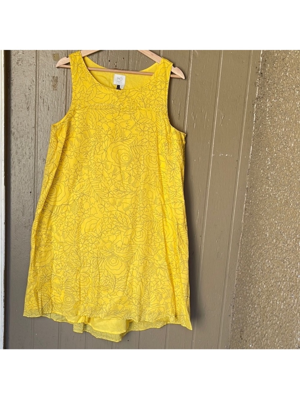 Anthropologie HD in Paris Yellow Floral Sleeveless Shift Dress Size 12